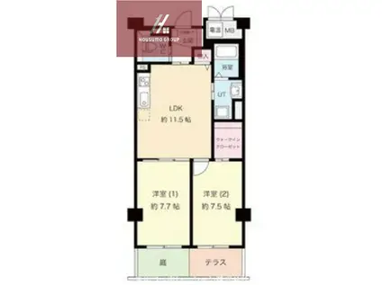 我楽ハウス(2LDK/1階)の間取り写真