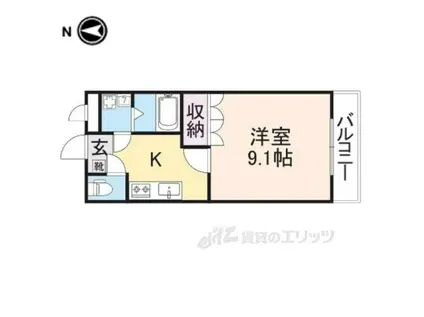 季風倶楽部BONHEURトキカゼクラブ(1K/2階)の間取り写真