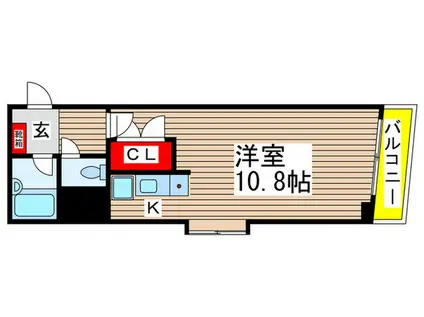 JR内房線 本千葉駅 徒歩5分 7階建 築38年(1K/3階)の間取り写真