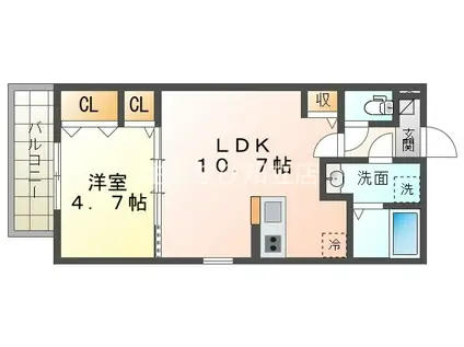 ジーメゾン草刈フォーベル(1LDK/1階)の間取り写真