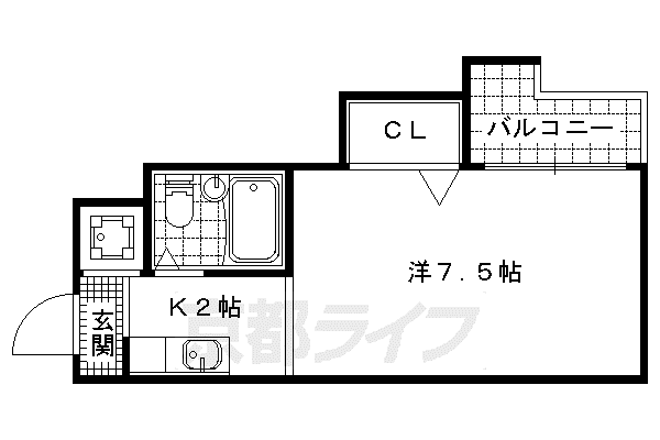 カティII(1K/2階)の間取り写真