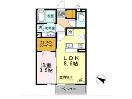 BAGUS RC B棟(1LDK/1階)の間取り写真