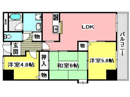 オークヴィラ村上III(3LDK/3階)の間取り写真
