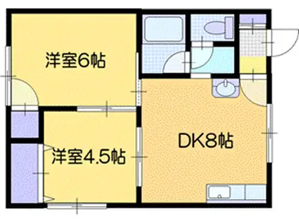パレドブラン(2DK/2階)の間取り写真