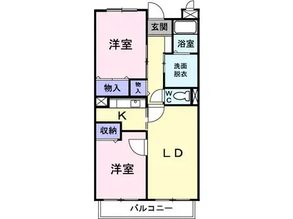 トゥジュール・ヴェール(2LDK/1階)の間取り写真