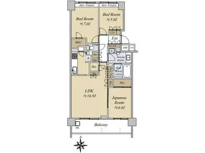 久我山ガーデンヒルズ七番館(3LDK/3階)の間取り写真