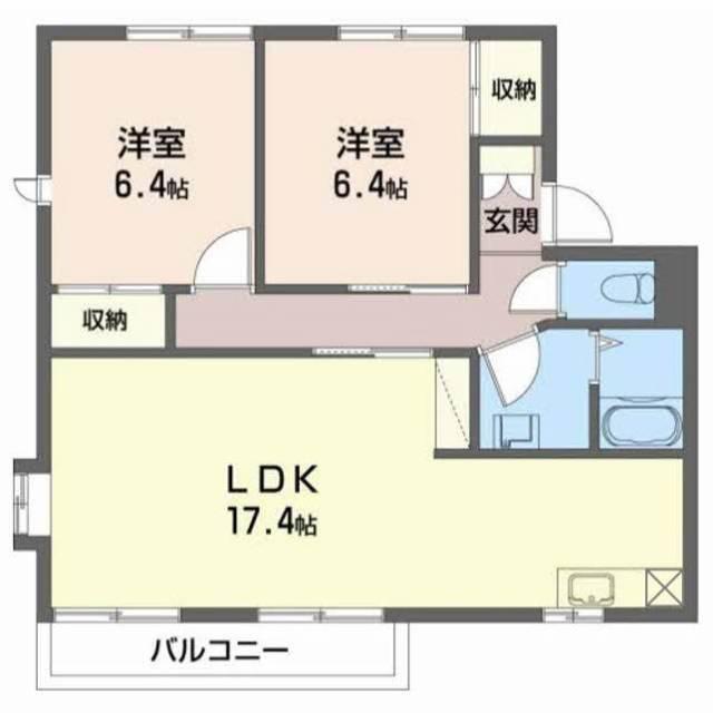 シャルム浅野(2LDK/1階)の間取り写真