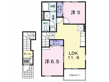 グレイスコート II(2LDK/2階)の間取り写真