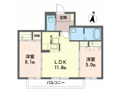 シャーメゾン アルモニー(2LDK/2階)の間取り写真
