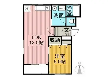 マンションドム大曲(1LDK/3階)の間取り写真