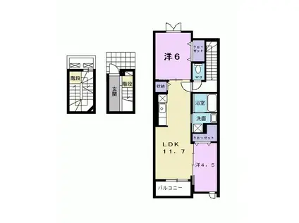 グランレーヴ(2LDK/3階)の間取り写真