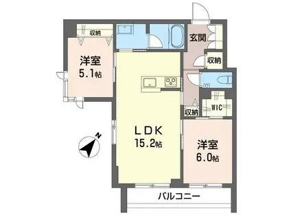 カーサレジオ新川崎(2LDK/3階)の間取り写真