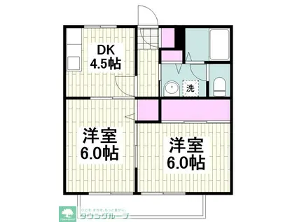 サンガーデン金井A(2DK/2階)の間取り写真