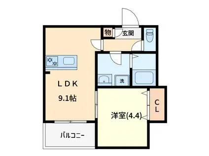 ジーメゾン桜西堀スリジエ(1K/3階)の間取り写真
