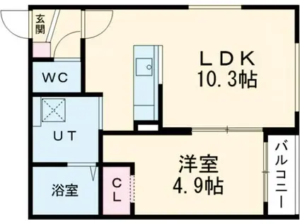 日の出3丁目AP(1LDK/3階)の間取り写真