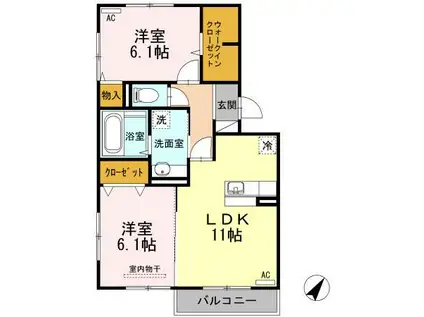 モンブラン(2LDK/2階)の間取り写真