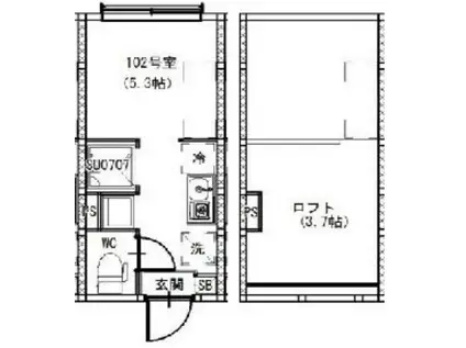 下石神井5丁目(ワンルーム/1階)の間取り写真