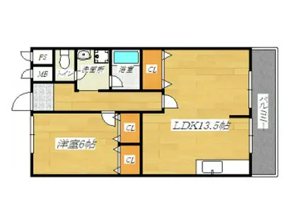 ハッピーコーポレート(1LDK/4階)の間取り写真