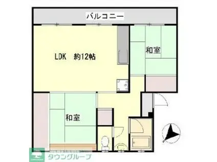 三光町団地 2号棟(2LDK/4階)の間取り写真