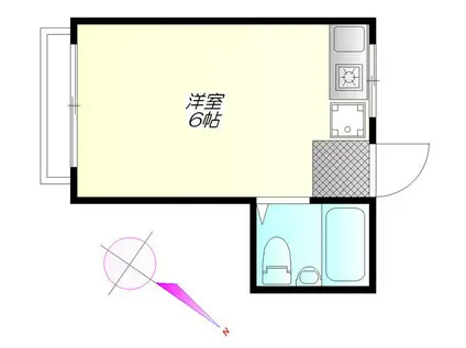 藤ハイツ(ワンルーム/1階)の間取り写真