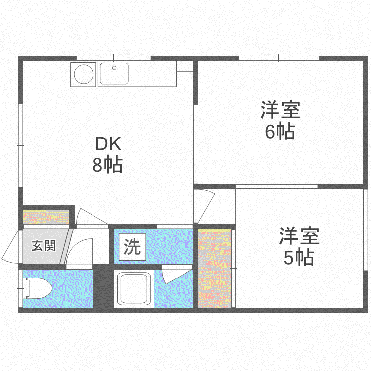 フォレスト宮の森(2DK/2階)の間取り写真