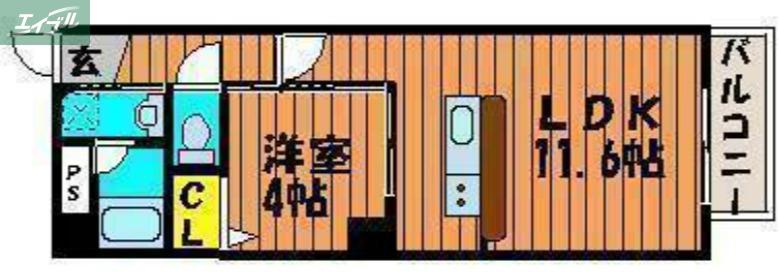 ウイング21中山下(1LDK/8階)の間取り写真