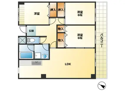 ヴィルヌーブ(3LDK/6階)の間取り写真