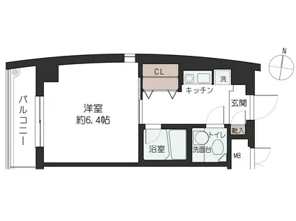 クレール六甲(1K/3階)の間取り写真