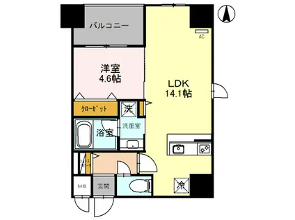 増田屋ビル(1LDK/5階)の間取り写真