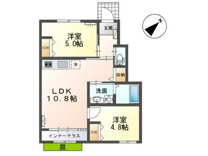 フロレゾン柏FLORAISON KASHIWA(2LDK/1階)の間取り写真