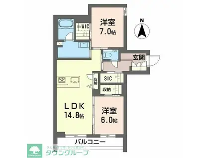 アーバンT(2LDK/1階)の間取り写真