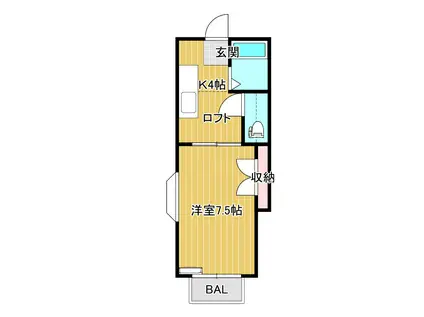 コーポ東矢本A棟(1K/2階)の間取り写真