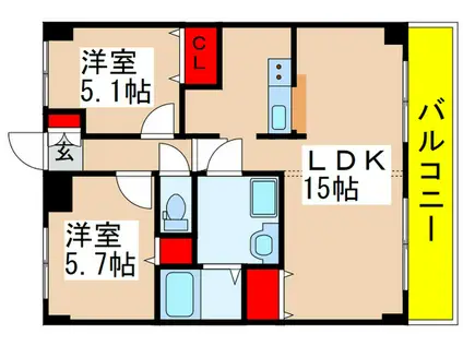 エステート習志野1号棟(2LDK/2階)の間取り写真