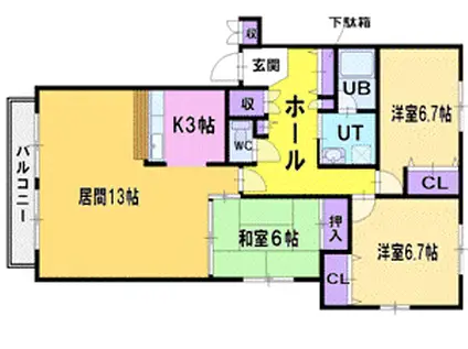グリーンヒル23(3LDK/2階)の間取り写真