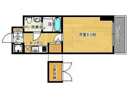 ピュアドームリバーサイド天神(1K/10階)の間取り写真