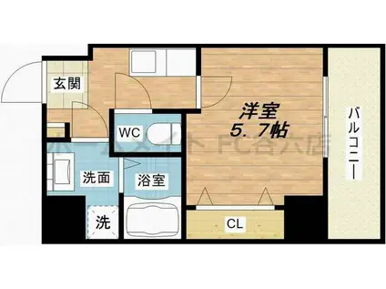 BLUE西長堀(1K/6階)の間取り写真