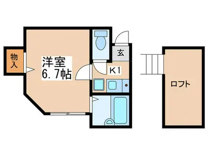 ロッシェル北里II号棟(1K/1階)の間取り写真