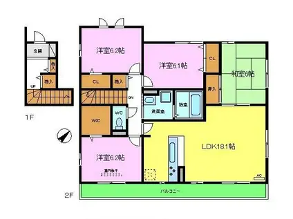 くみの木ヒルズ Ⅱ(4LDK/2階)の間取り写真