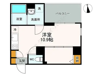 サウスERN VILLAGE湘南(ワンルーム/9階)の間取り写真