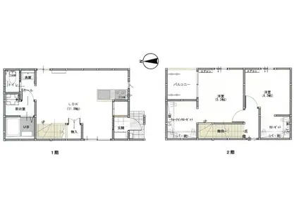 グラティアス A(2LDK/1階)の間取り写真