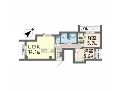 LUCE帯山西(2LDK/3階)の間取り写真