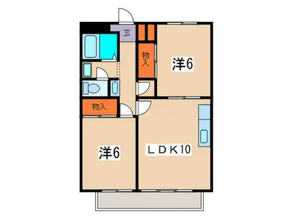 ビューハイツ坂間(2LDK/2階)の間取り写真