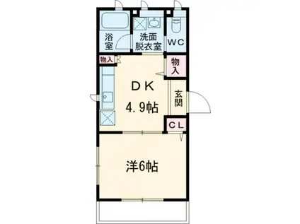 BELLUS(1DK/2階)の間取り写真