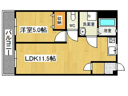 ソフィア朝霧(1LDK/5階)の間取り写真