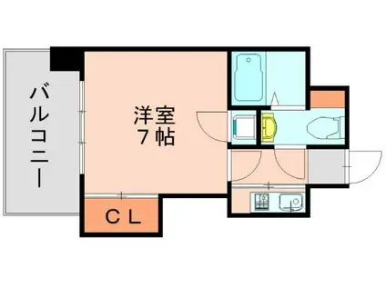 エステートモア博多グランB棟(1K/2階)の間取り写真