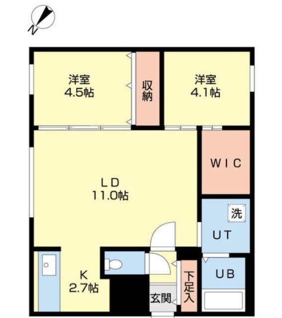 PROGRESS東区役所前(2LDK/3階)の間取り写真