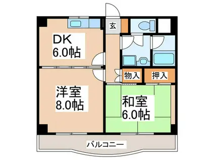 チェリーブロッサム(2DK/5階)の間取り写真