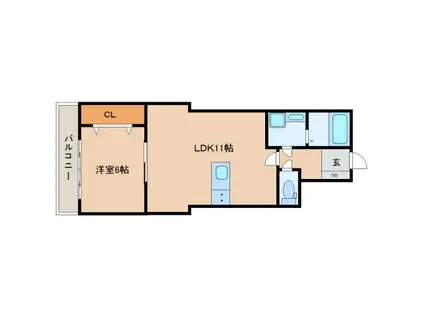 ザ・ポムロール(1LDK/4階)の間取り写真