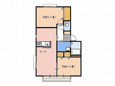 グリーンガーデン箱森C棟(2LDK/2階)の間取り写真