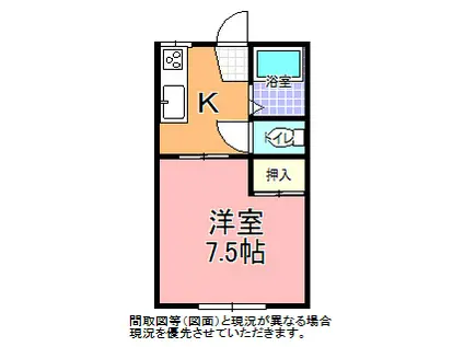 酒門ヤングパレスB&R(1K/1階)の間取り写真